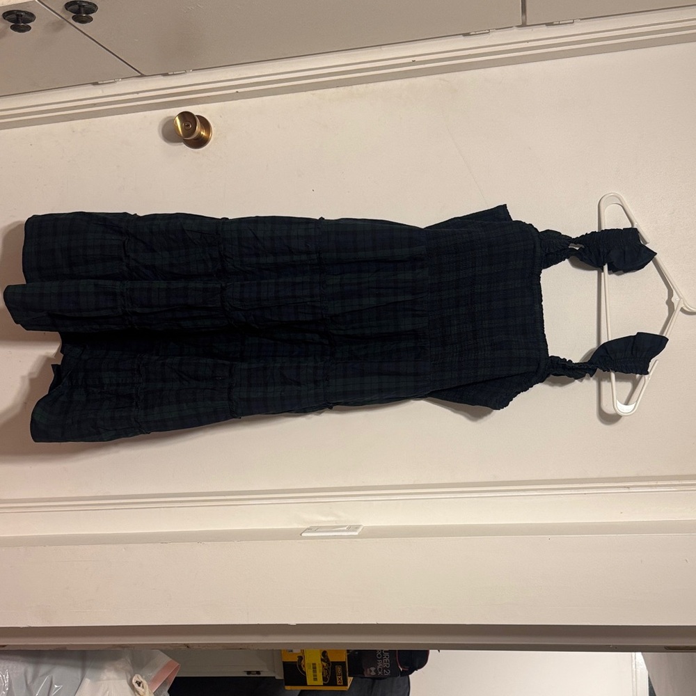 Black and Green Plaid Sleeveless Dress